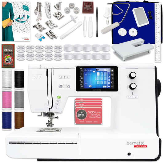 Bernette B77 Deco Sewing & Quilting Machine with Deluxe Embroidery Bundle Brother Sewing Bundle Bernette 