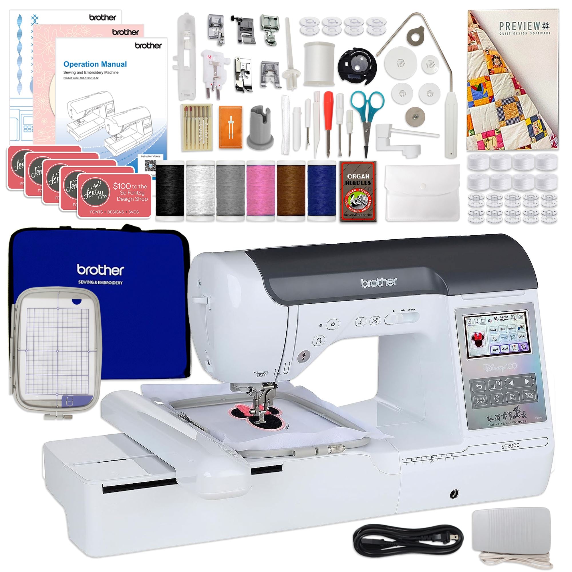 Brother SE2000 Embroidery & Sewing Machine w/ Deluxe Sewing & Embroidery  Bundle