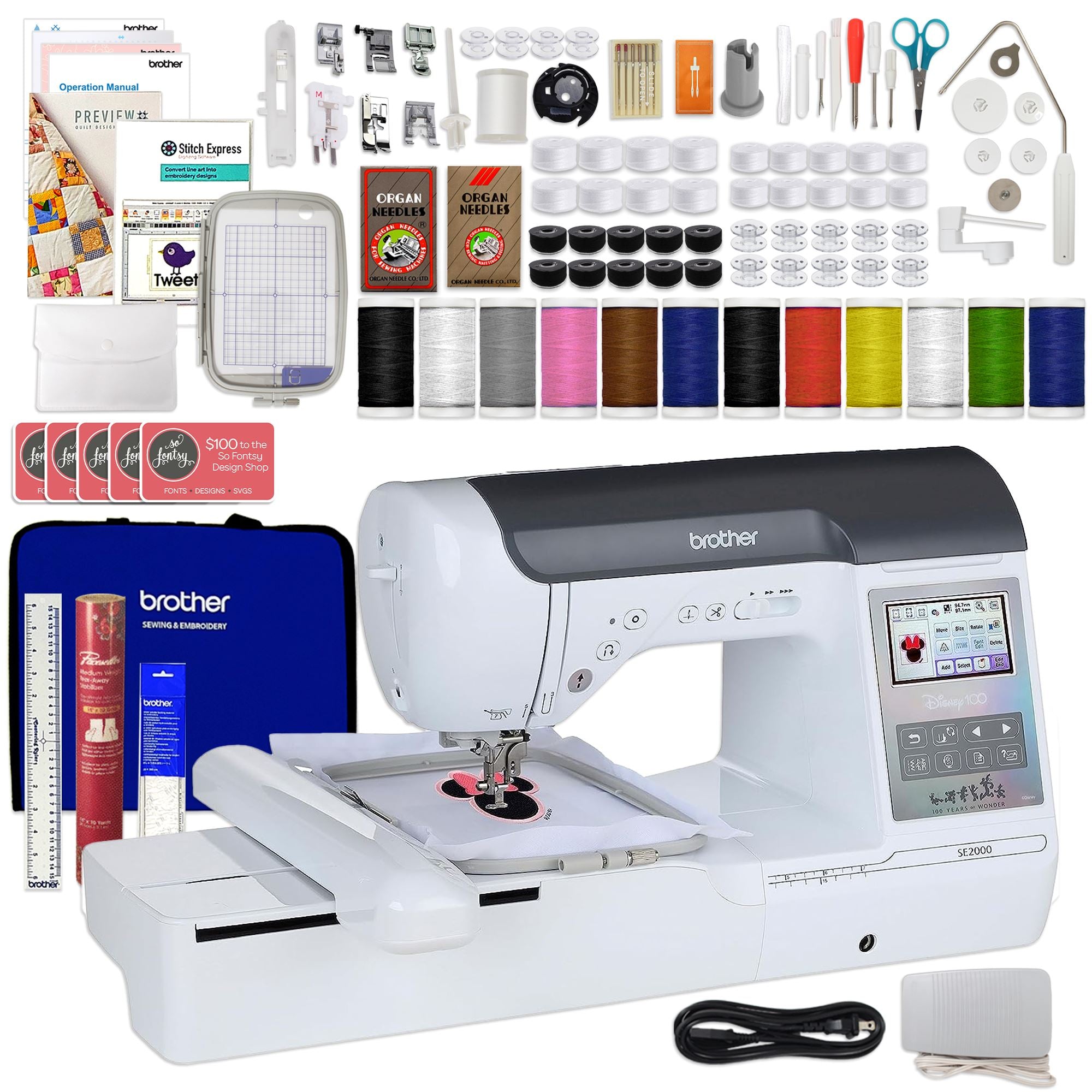 Brother SE600 Sewing and Embroidery Machine 4x4 With SABESBLUE Software and  $199 Bonus Bundle