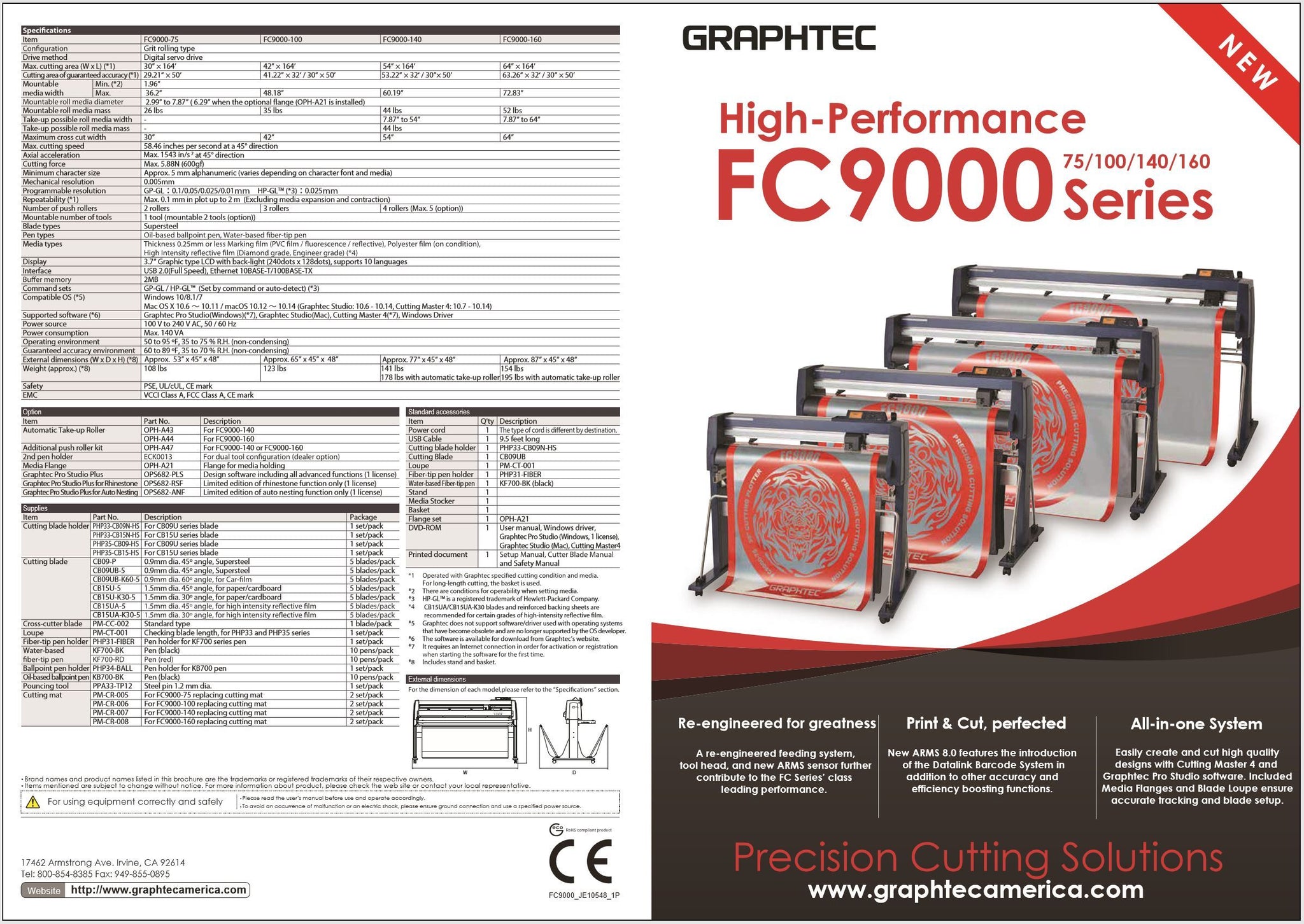 Graphtec FC9000-100 - 42 in Vinyl Cutter, Stand & Media Basket