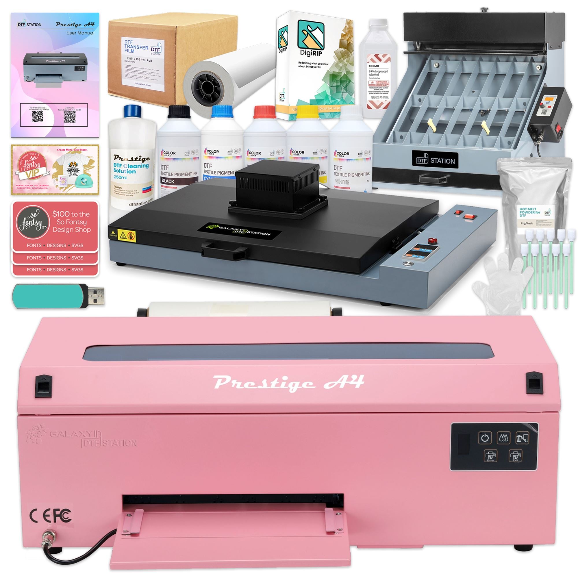 DTFPRO V2 PANTHERA 2x2: Direct to Film Comprehensive Solution (includes 2 x  NEXT GEN printheads; 24 inch format PRINTER with embedded ROLL FEEDER; V2  in-line POWDER APPLICATION MACHINE)