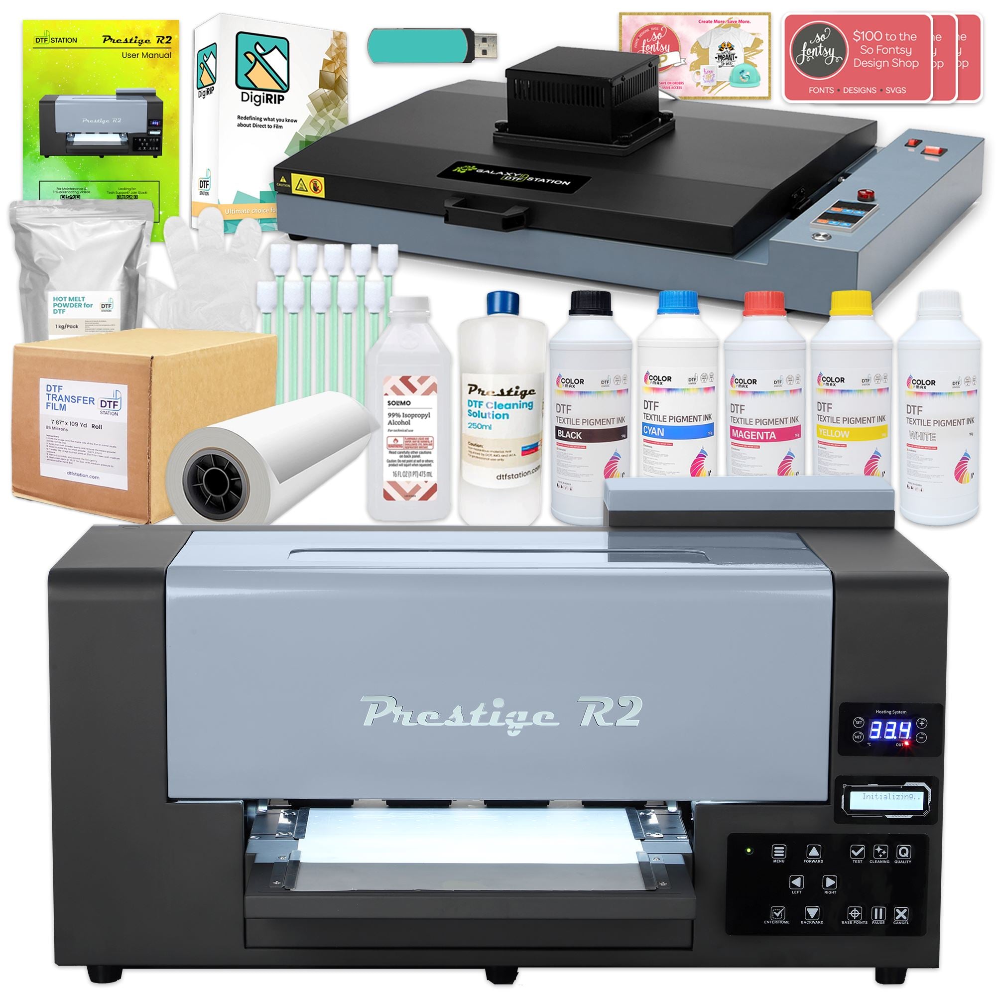 DTFPRO V2 PANTHERA 2x2: Direct to Film Comprehensive Solution (includes 2 x  NEXT GEN printheads; 24 inch format PRINTER with embedded ROLL FEEDER; V2  in-line POWDER APPLICATION MACHINE)