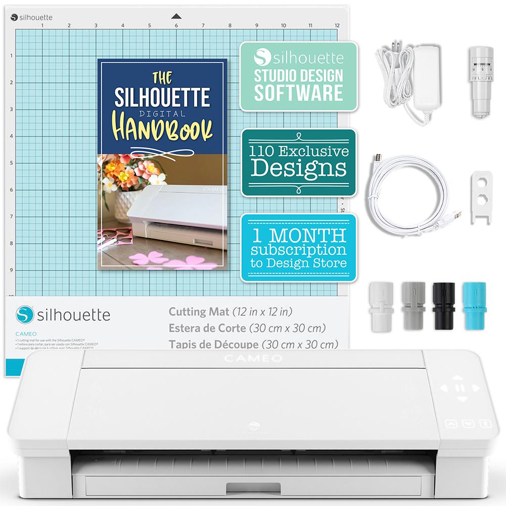 Silhouette Cameo 4 Desktop Cutting Machine (White) with Accessory Bundle 