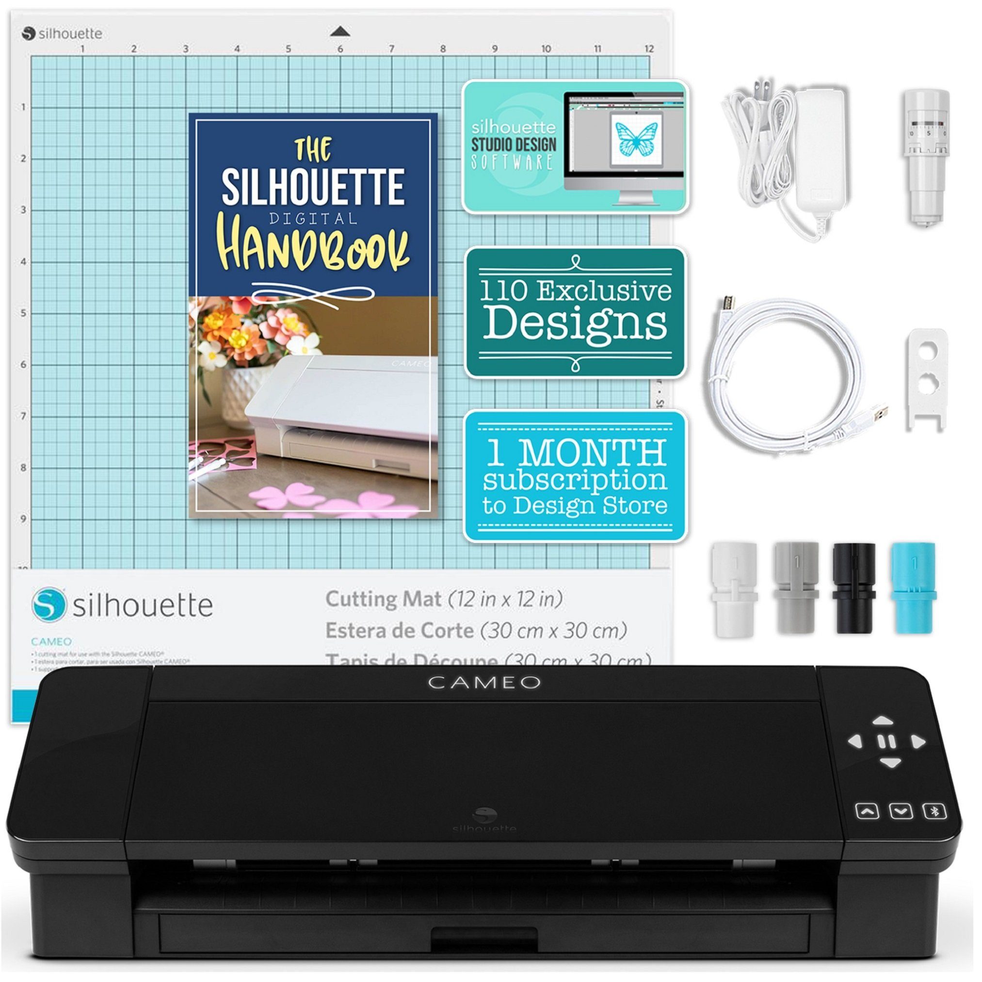 Silhouette Black Cameo 5 w/ Advanced Blade Pack, 38 Oracal Sheets, Siser HTV
