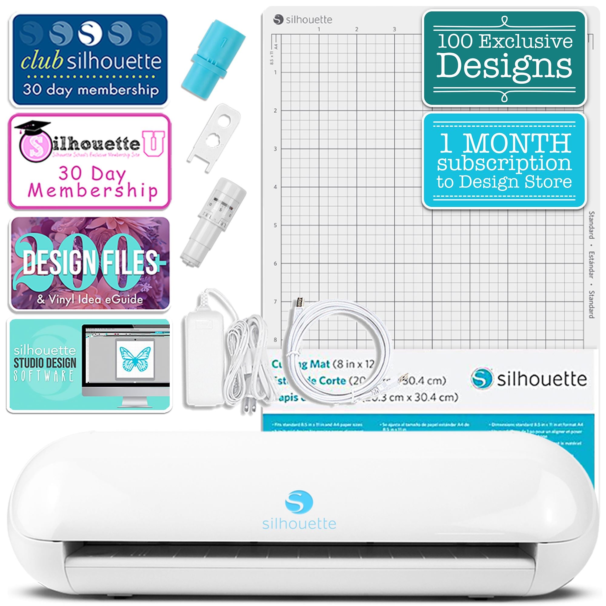 Silhouette White Cameo 4 Deluxe Siser Easyweed Heat Transfer (HTV) Bundle