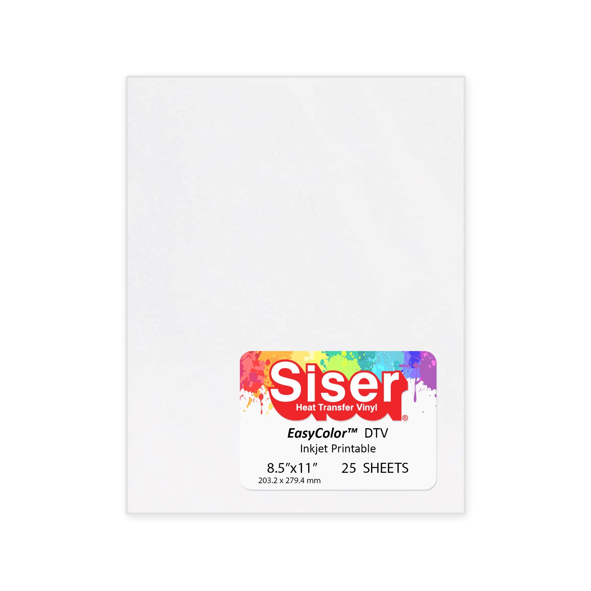 Siser EasyColor DTV 8.4 x 11 Sheets - Inkjet Printer Compatible Heat  Transfer Vinyl (25 Sheets)