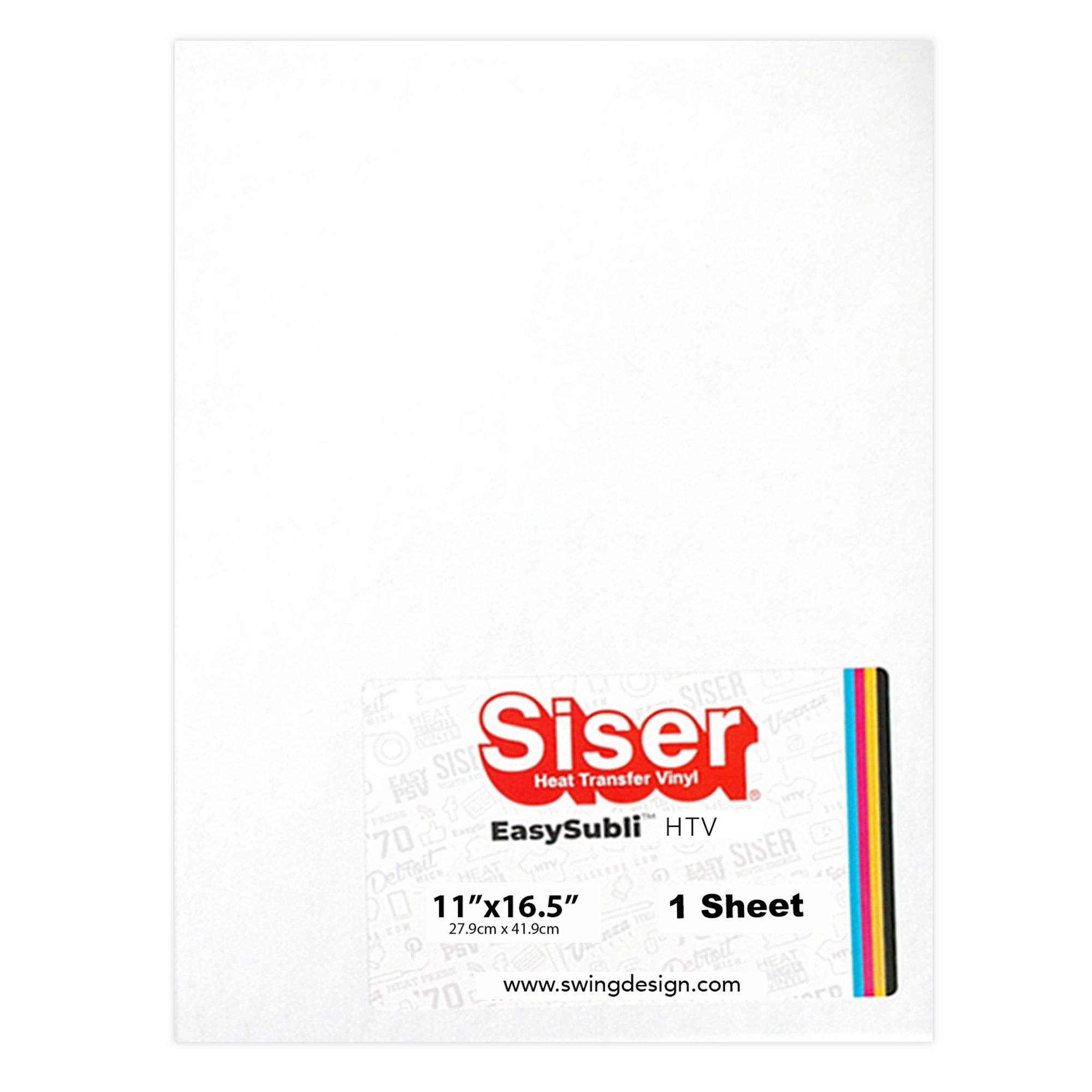 Siser EasySubli Sublimation Heat Transfer Vinyl 11 inch x 16.5 inch - Sheet, White