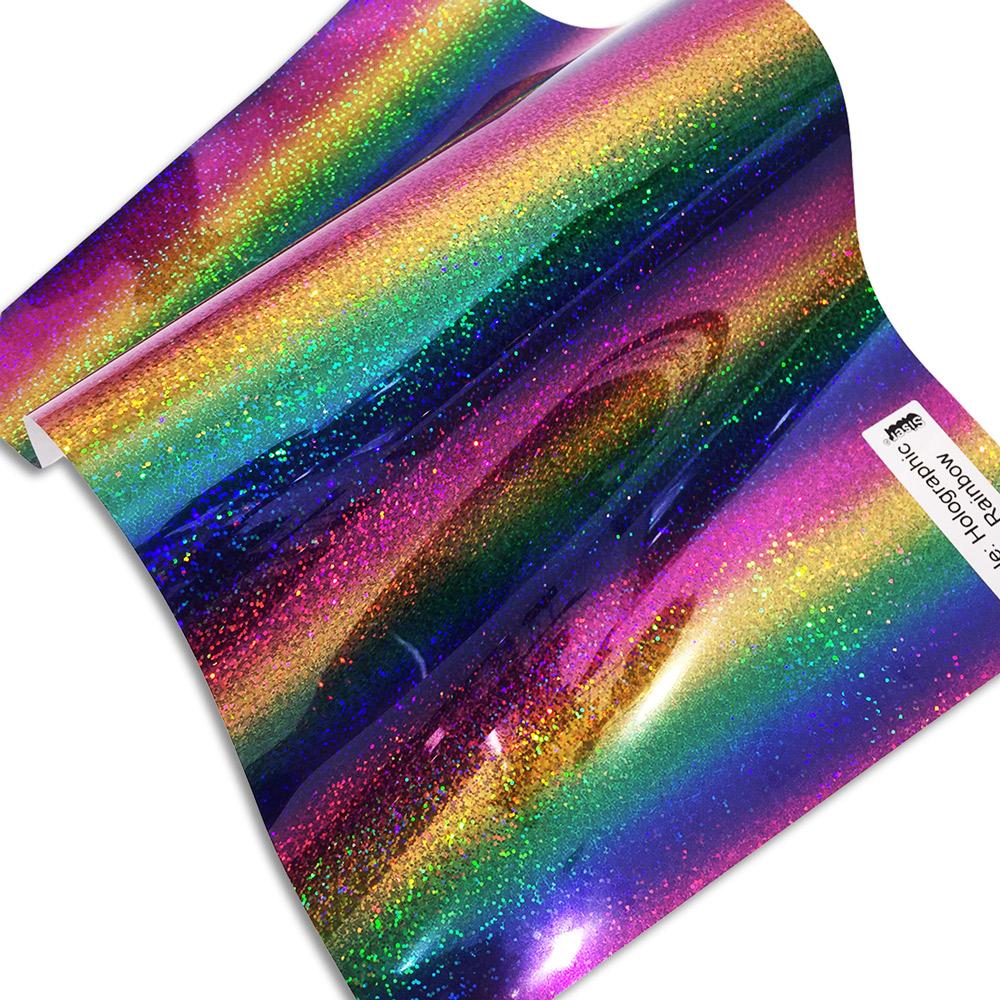 Rainbow Reflective Holographic Heat Transfer Vinyl Roll Iron On Laser HTV  Vinyl for Garment Easy to Cut & Weed DIY DR11