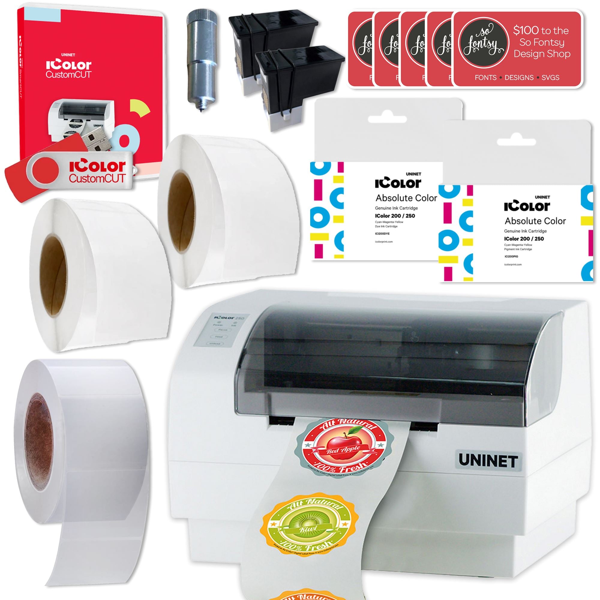 Impresora De Stickers Adhesivos 250 Icolor Full Color Tinta