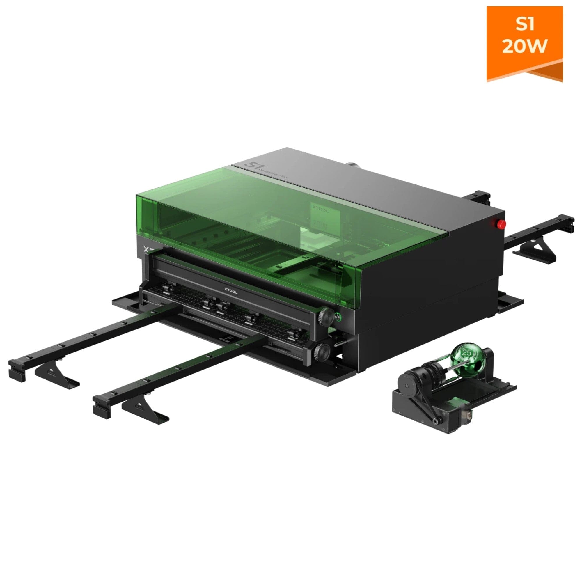 xTool S1 Laser Cutter & Engraver Machine Bundle w/ Rotary & Riser - 20W Diode Laser
